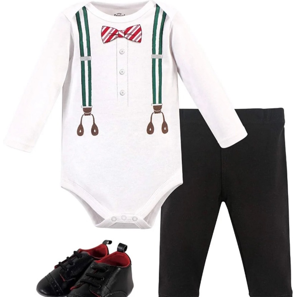 Little Treasure baby Bodysuit Pants & Shoe 3pc set